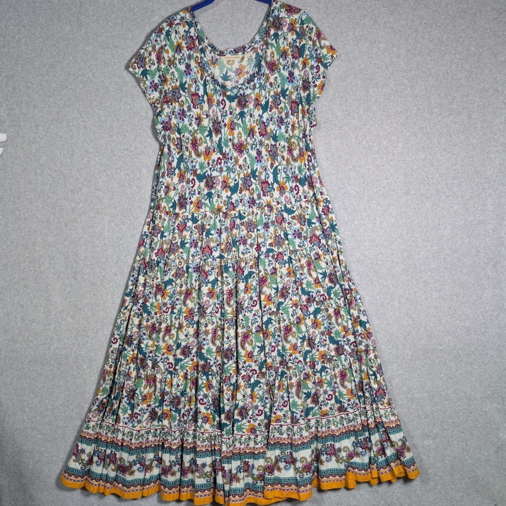 Soft Surroundings Maxi Dress Womens 1X Multicolor Floral Boho Summer Flowy